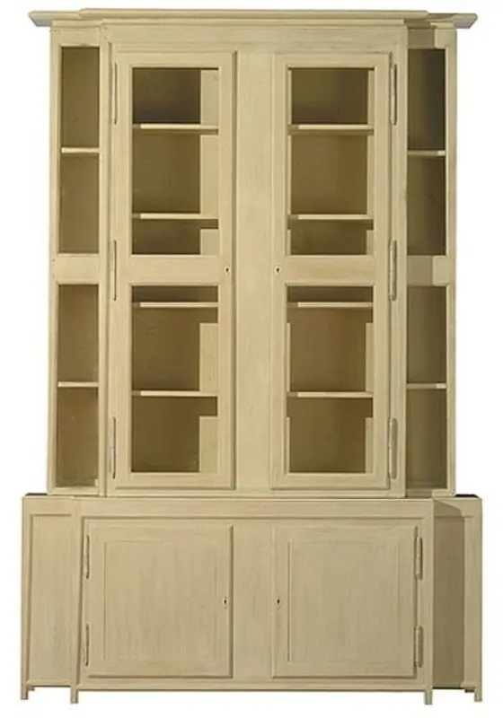 Neue Kollektion Casa Padrino vitrina de lujo estilo campestre beige 180 x 45 x A. 270 cm - Vitrina hecha a mano - Mueble de cocina de madera maciza - Muebles de estilo campestre