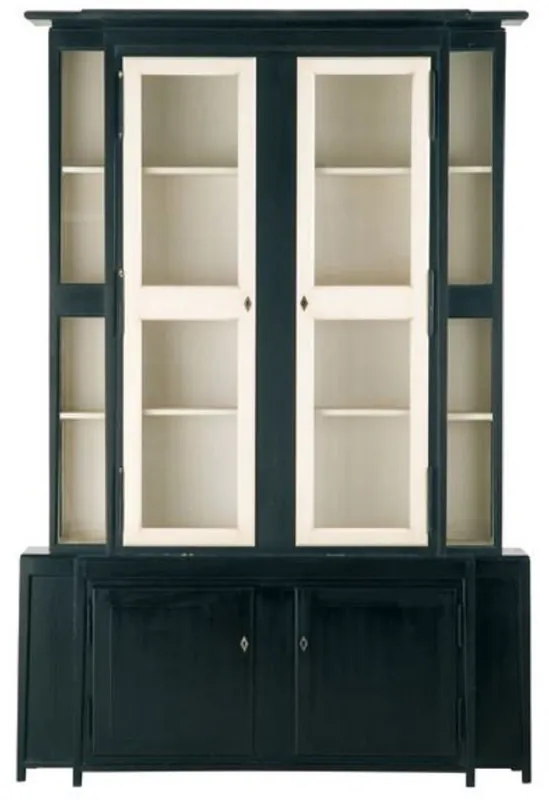 Direktkauf Casa Padrino vitrina de lujo estilo campestre negro / blanco 180 x 45 x A. 270 cm - Vitrina hecha a mano - Mueble de cocina de madera maciza - Muebles de estilo campestre
