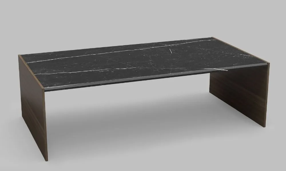 Casa Padrino mesa de centro de lujo marrón / negro 132 x 72 x A. 40 cm - Mesa de salón moderna rectangular de madera maciza con encimera de mármol - Muebles de Lujo Beliebt