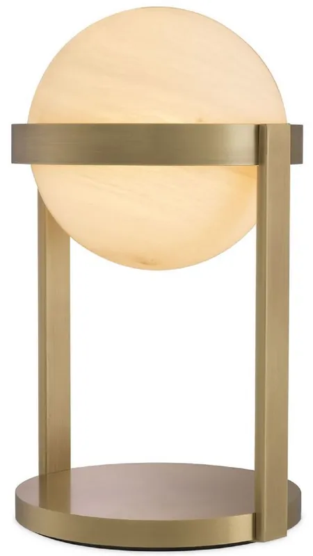 Online Kaufen Casa Padrino lámpara de mesa de lujo latón antiguo / blanco Ø 22 x A. 38 cm - Lámpara de escritorio con pantalla redonda de vidrio - Luces de Lujo