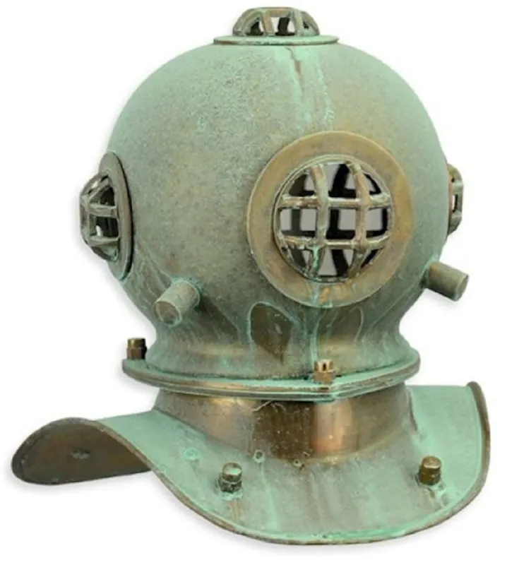Finale Aktion Casa Padrino deco casco de buceo de estilo antiguo verde menta corroído / cobre 20,6 x 17,2 x A. 20,5 cm - Decoración de sala de estar - Decoración de escritorio