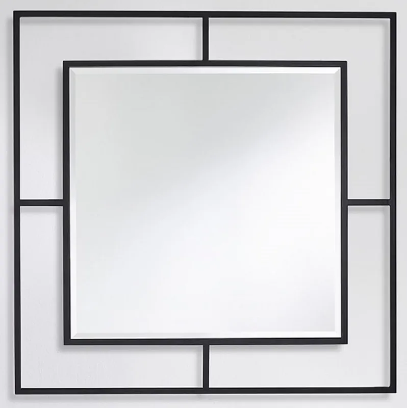 Neue Kollektion Casa Padrino espejo de pared de lujo negro 90 x 2 x A. 90 cm - Espejo de salón - Espejo de dormitorio - Espejo de armario - Muebles de Lujo
