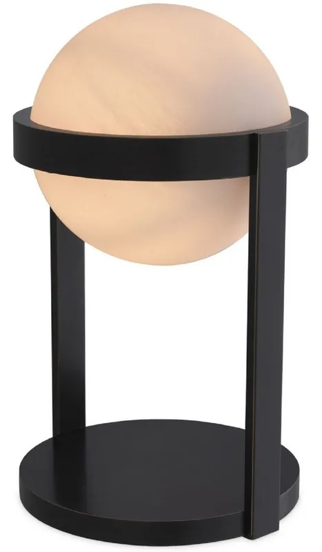 Markenware Casa Padrino lámpara de mesa de lujo bronce / blanco Ø 22 x A. 38 cm - Lámpara de escritorio con pantalla redonda de vidrio - Luces de Lujo