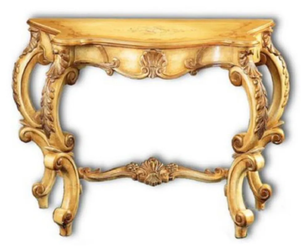 Finale Aktion Casa Padrino consola barroco de lujo natural / marrón 103 x 47 x A. 78 cm - Consola hecha a mano con hermosas adornos - Muebles Barrocos - Noble y Magnífica