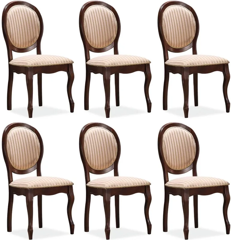 Casa Padrino conjunto de sillas de comedor barrocos beige / oro / marrón oscuro 47 x 44 x A. 97 cm - Conjunto de 6 sillas de cocina - Muebles de comedor barrocos Garantierte Lieferung