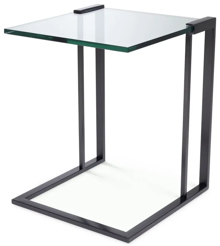 Casa Padrino mesa auxiliar de lujo bronce 45 x 45,5 x A. 56,5 cm - Mesa de acero inoxidable con tapa de vidrio - Muebles de salón de lujo Letzte Chance