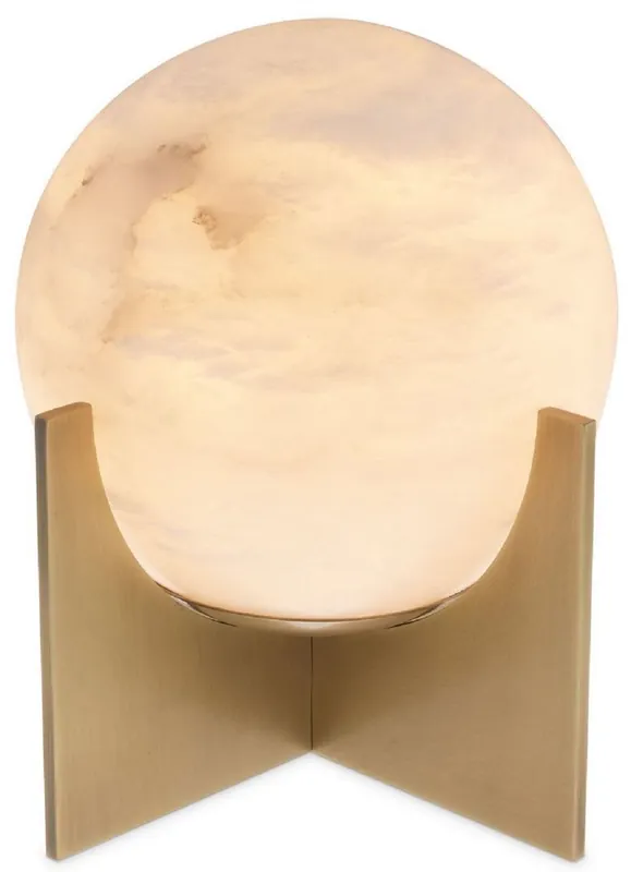 Neue Kollektion Casa Padrino lámpara de mesa de lujo latón antiguo / alabastro Ø 23 x A. 25 cm - Lámpara de mesa moderna con pantalla redonda de alabastro - Luces de Lujo