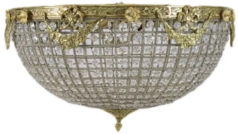 Casa Padrino lámpara de techo de cristal barroco oro Ø 60 x A. 30 cm - Araña de techo magnífica - Luces Barrocas Markenprodukt