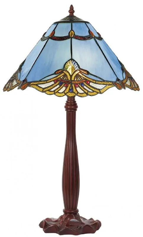 Casa Padrino lámpara de mesa Tiffany de lujo azul / multicolor / marrón 40 x 40 x A. 64 cm - Lámpara de Escritorio - Luces Tiffany Rabatt