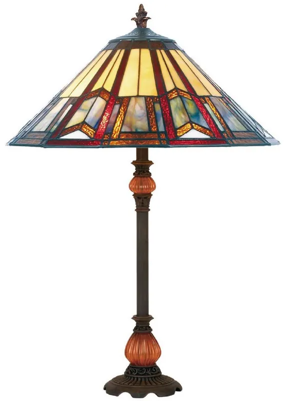 Casa Padrino lámpara de mesa Tiffany de lujo multicolor / naranja / marrón Ø 40 x A. 66 cm - Elegante lámpara de escritorio con base barroco - Lámparas Tiffany Preis Gesenkt