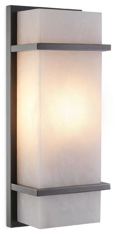Casa Padrino lámpara de pared de lujo bronce / alabastro 13 x 9 x A. 34 cm - Elegante lámpara de pared con pantalla de alabastro - Luces de Lujo Echt