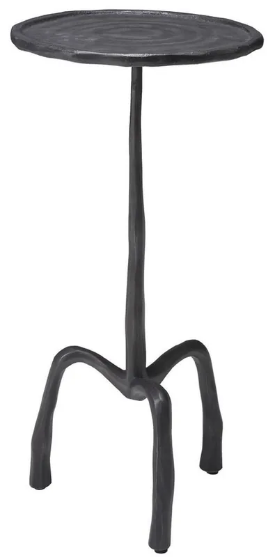 Sale Casa Padrino mesa auxiliar de lujo bronce Ø 27,5 x A. 57,5 cm - Mesa redonda de metal con aspecto de madera - Muebles de salón - Muebles de Lujo