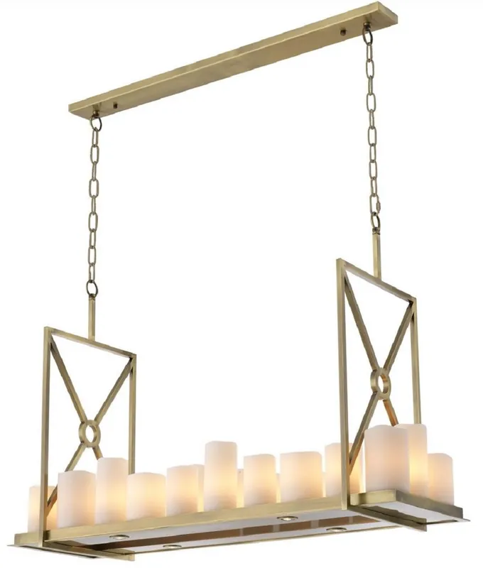 Zertifiziert Casa Padrino lámpara de araña LED de lujo latón / blanco 120 x 39 x A. 79 cm - Lámpara de araña moderna con control remoto - Calidad de Lujo