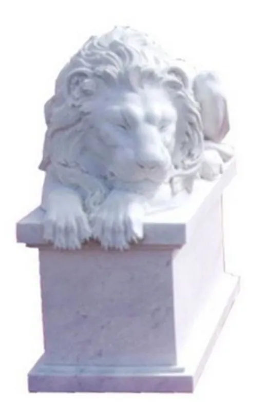Casa Padrino escultura de mármol Art Nouveau de lujo león mira a la izquierda blanco 150 cm - Figura decorativa de jardín y terraza resistente a la intemperie con base - Decoración de jardín y terraza Preis Gesenkt