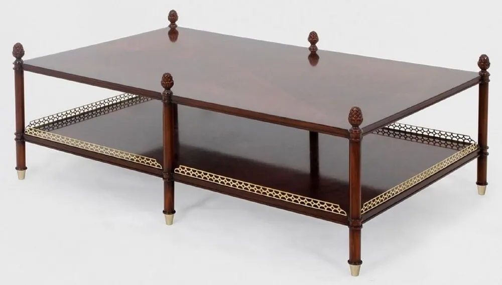 Casa Padrino mesa de centro Art Nouveau de lujo marrón / oro / latón 129 x 81 x A. 48 cm - Mesa de salón de caoba noble - Muebles de Salón - Calidad de Lujo Markenprodukt