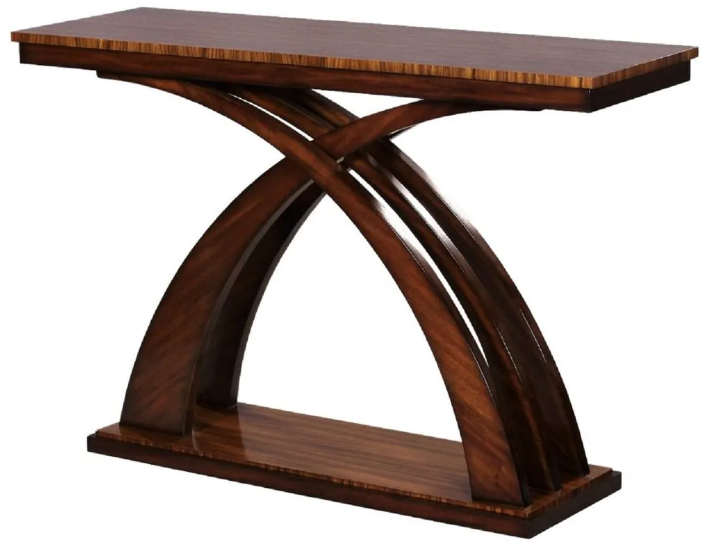 Casa Padrino Consola Art Deco de Lujo Marrón Oscuro / Marrón 120 x 40 x A. 80 cm - Consola de Caoba - Muebles de Salón Art Deco Preis Gesenkt