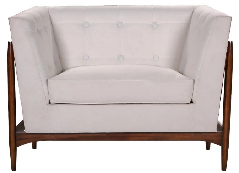 Casa Padrino sillón de salón Art Deco de lujo blanco / marrón oscuro 113 x 78 x A. 83 cm - Muebles de Salón Art Deco - Calidad de Lujo Neue Kollektion
