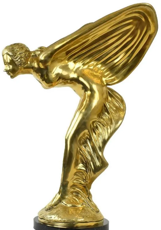 Casa Padrino escultura de bronce de lujo spirit of ecstasy dama con alas oro / negro 53 x 71 x A. 114 cm - Figura de bronce noble con base de mármol - Accesorios decorativos de lujo Nur Heute