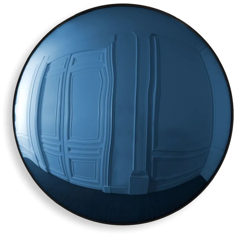 Zertifiziert Casa Padrino espejo de lujo azul / negro Ø 91 cm - Espejo de pared redondo convexo - Muebles de Lujo