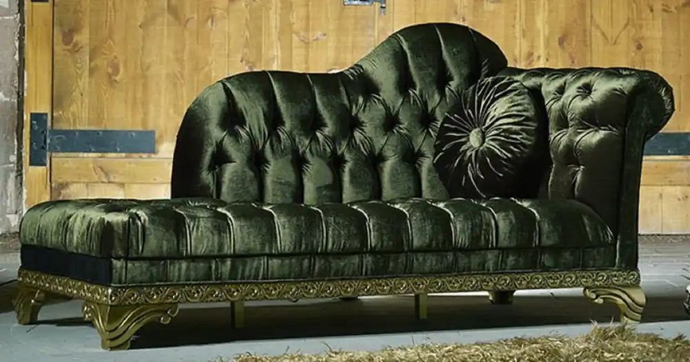 Casa Padrino chaise longue barroco de lujo verde - Chaise longue de madera maciza hecha a mano con terciopelo noble y almohada decorativa - Muebles Barrocos - Noble y Espléndido Bestpreis