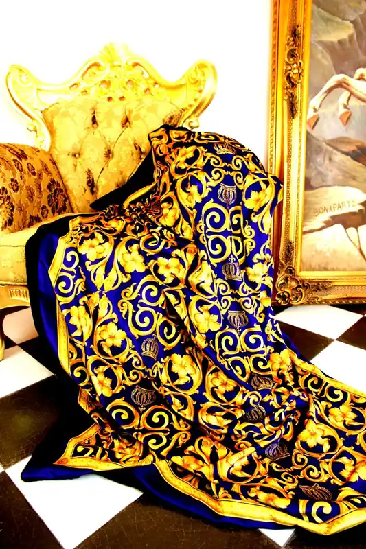 Online Kaufen Manta de lujo Pompöös de Casa Padrino barroco azul real / dorado de Harald Glööckler con pedrería