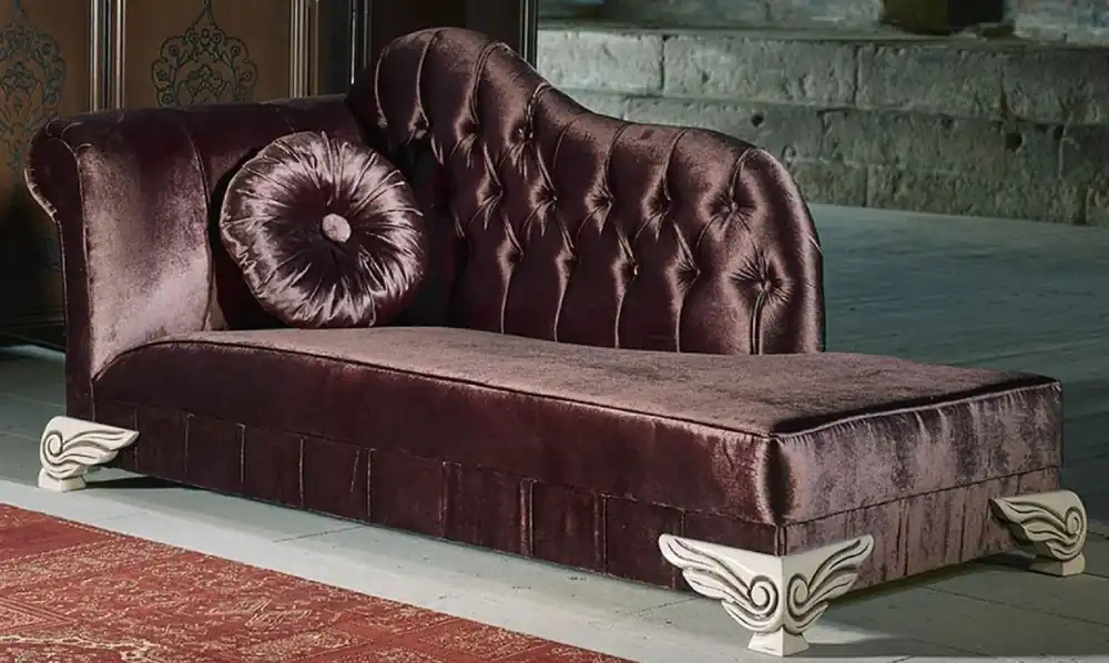 Bestpreis Casa Padrino chaise longue boulle barroco de lujo púrpura / crema - Chaise longue de madera maciza hecha a mano con terciopelo noble y almohada decorativa - Muebles Barrocos - Noble y Espléndido