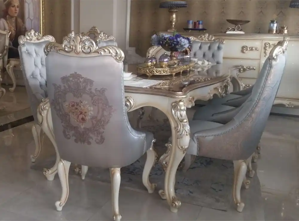 Casa Padrino conjunto de sillas de comedor barroco de lujo plata / crema / oro - 6 Sillas de Cocina de Estilo Barroco - Muebles de comedor barrocos Begrenztes Angebot