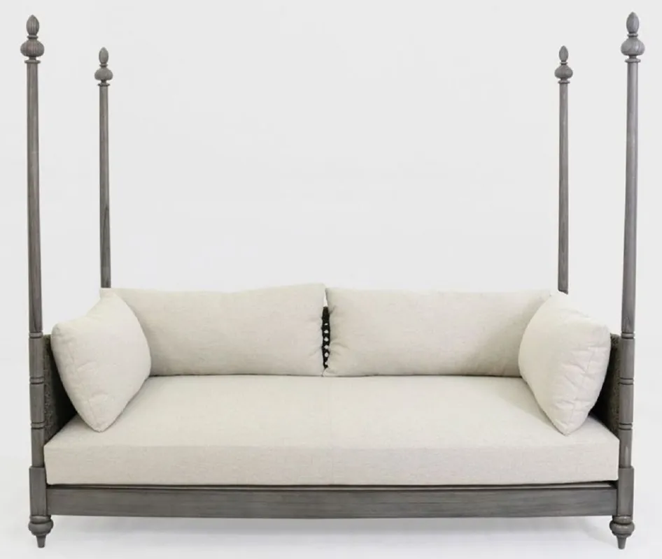 Neue Ware Casa Padrino sofá cama de lujo gris / crema 219 x 110 x A. 200 cm - Elegante sofá de madera maciza - Muebles de salón - Calidad de Lujo