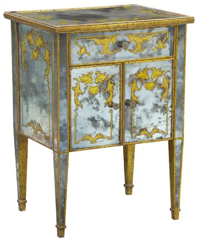 Casa Padrino cómoda barroco de lujo oro antiguo / oro 52 x 41 x A. 71 cm - Mesita de noche de caoba espejada - Muebles Barrocos Abverkauf