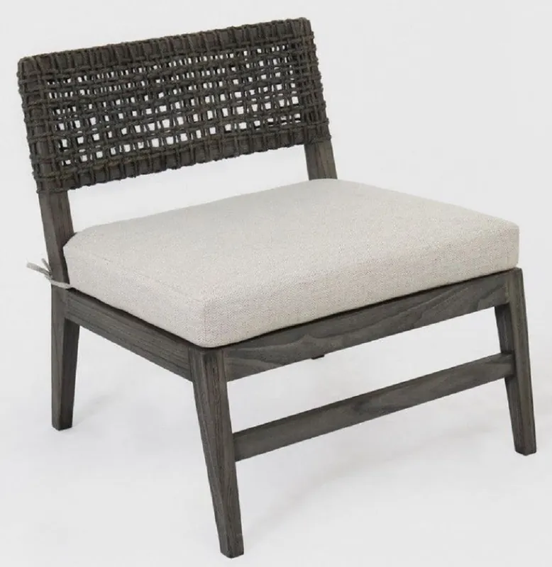 Casa Padrino sillón de lujo gris 75 x 75 x A. 75 cm - Sillón de salón de madera maciza con tejido de ratán y cojin de asiento - Muebles de Salón - Muebles de Lujo Nur Heute