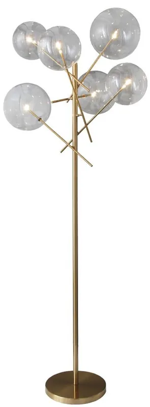 Casa Padrino lámpara de pie halógena de lujo latón 25 x 51 x A. 130 cm - Lámpara de pie de metal con pantallas redondas de vidrio - Colección de Lujo Neuheit