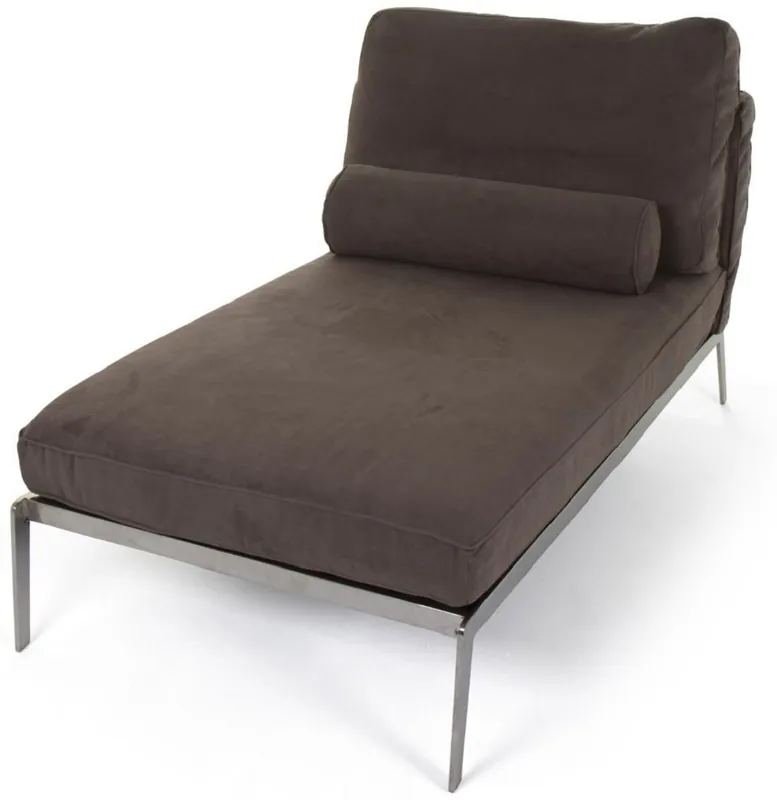 Casa Padrino chaise longue de gamuza de lujo marrón / plata 160 x 80 x A. 85 cm - Salón de cuero nobuck tumbona de relax con almohadas - Muebles de salón de lujo Angebot