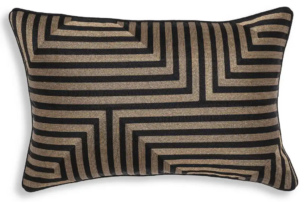 Casa Padrino cojín decorativa de lujo negro / oro 60 x 40 cm - Almohada decorativa rectangular con patrón elegante - Calidad de Lujo - Colección Hotel Angebot