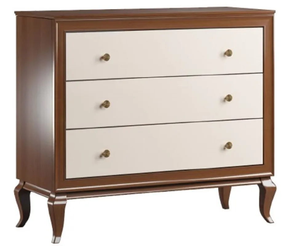Casa Padrino cómoda Art Deco de lujo de madera maciza con 3 cajones marrón oscuro / crema 108,7 x 43,5 x A. 95,5 cm - Muebles Art Deco Saisonangebot