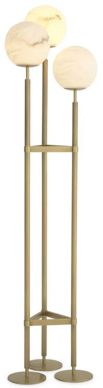 Heißes Angebot Casa Padrino lámpara de pie de lujo latón antiguo / alabastro 42,5 x 37 x A. 172 cm - Lámpara de pie moderna con pantallas redondas de alabastro - Luces de Lujo