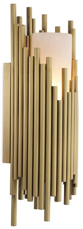 Casa Padrino lámpara de pared de lujo latón antiguo / alabastro 15 x 12 x A. 44,5 cm - Lámpara de pared de latón con pantalla de alabastro - Calidad de Lujo Markenware