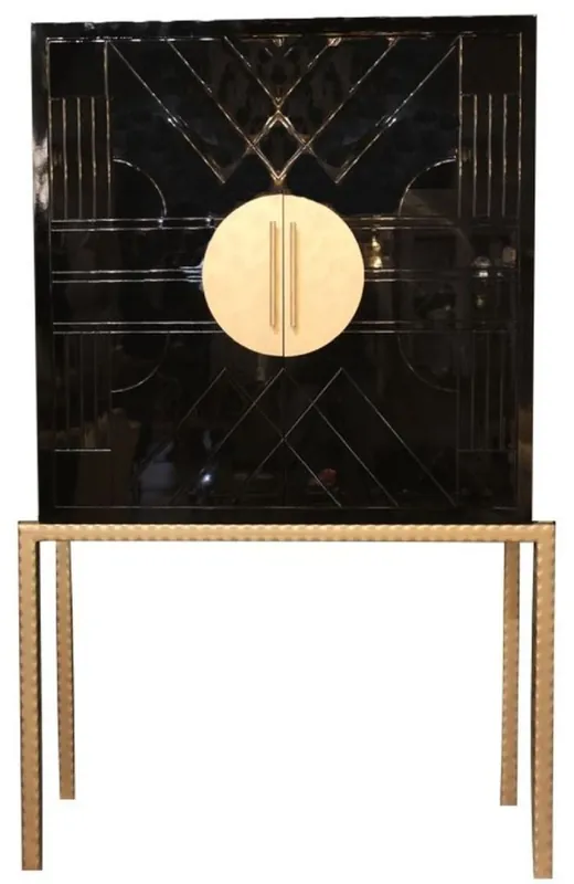Beliebt Casa Padrino armario bar de diseño negro / latón 120 x 40 x A. 190 cm - Armario para vinos noble con baldosas de cerámica de alta calidad - Muebles de Bar - Muebles de Hotel - Calidad de Lujo
