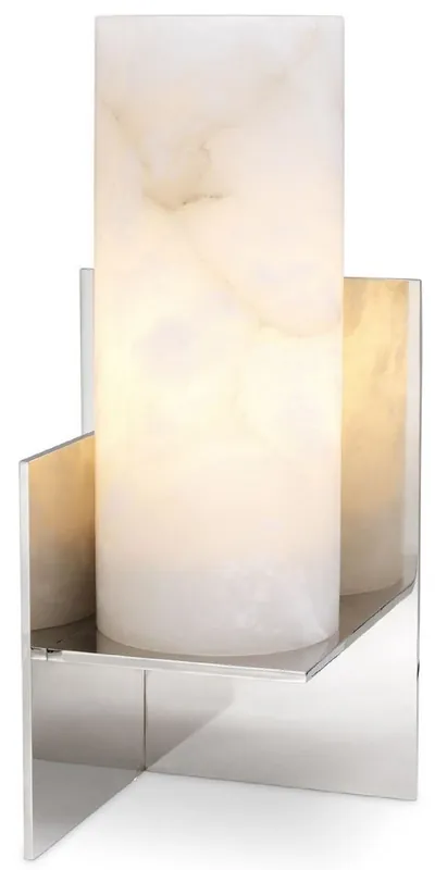 Casa Padrino lámpara de mesa de diseño plata / alabastro 18,5 x 18,5 x A. 40 cm - Lámpara de mesa moderna con pantalla de alabastro - Colección de Lujo Heißes Angebot