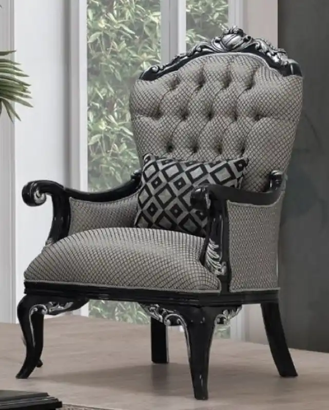 Preisreduziert Casa Padrino sillón barroco de lujo plata / negro - Sillón de salón en estilo barroco - Muebles de salón barrocos - Noble y Magnífico