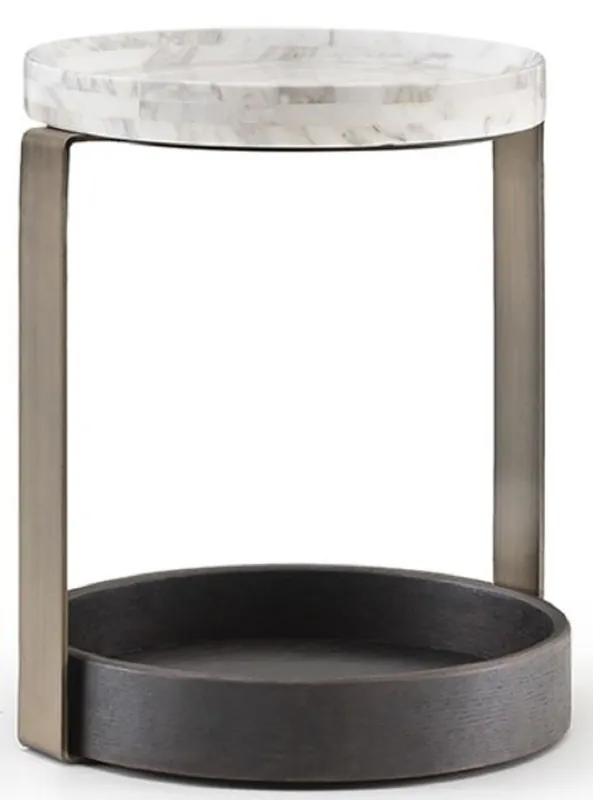 Echt Casa Padrino mesa auxiliar de lujo blanco / latón / gris antracita 40 x 35 x A. 48 cm - Muebles de salón modernos - Colección de Lujo