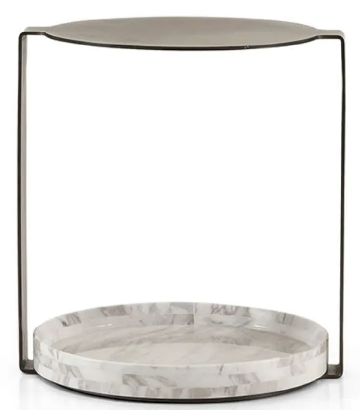 Casa Padrino mesa auxiliar de lujo latón / blanco 40 x 35 x A. 48 cm - Muebles de salón modernos - Colección de Lujo Ausverkauf