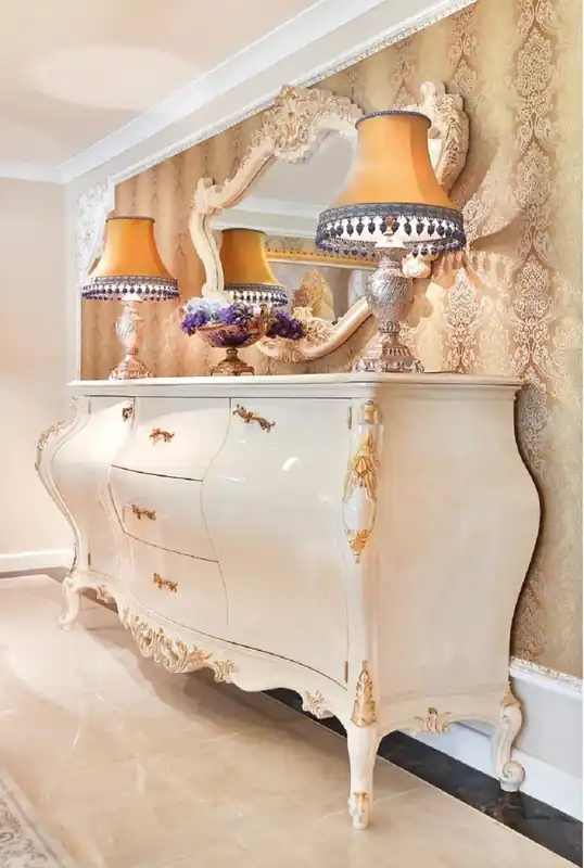 Knallerangebot Casa Padrino cómoda barroco de lujo con espejo de pared crema / oro - Gabinete de madera maciza hecho a mano con elegante espejo - Magníficos muebles de estilo barroco