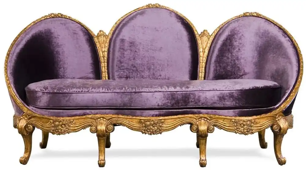 Casa Padrino sofá de terciopelo barroco de lujo púrpura / oro antiguo - Sofá de sala de estar hecho a mano noble en estilo barroco - Muebles de sala de estar barrocos - Noble y Magnífico Neu Im Sortiment