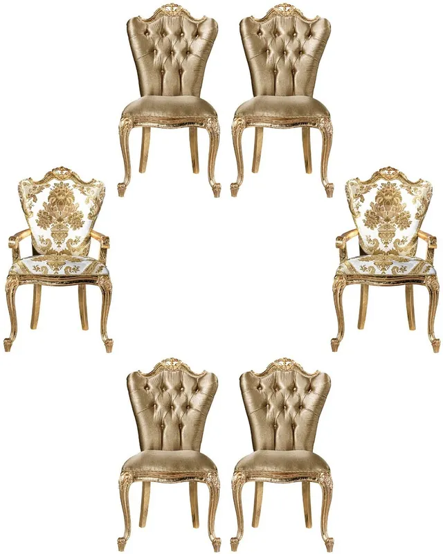 Heißes Angebot Casa Padrino conjunto de sillas de comedor barroco de lujo blanco / oro - 6 Sillas de cocina hechas a mano en estilo barroco - Muebles de comedor barrocos - Noble y Pomposo