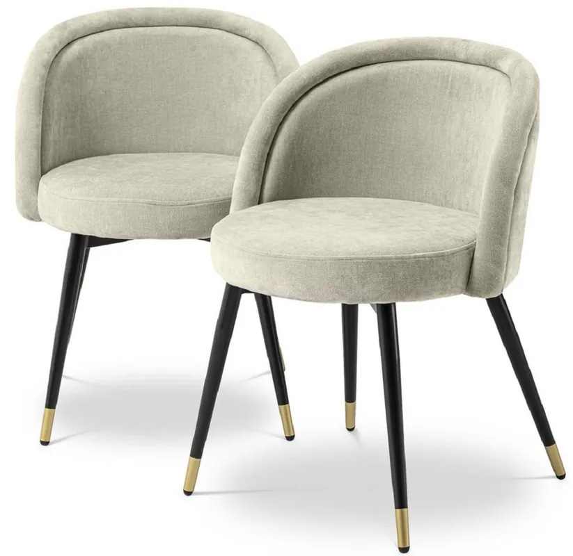 Casa Padrino conjunto de sillas de comedor de lujo arena / negro / latón 57,5 x 58 x A. 77 cm - Sillas de comedor nobles - Muebles de comedor de lujo Sonderaktion