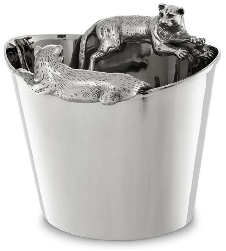 Heißes Angebot Casa Padrino enfriador de vino de lujo de acero inoxidable con 2 asas de latón plata 25,5 x 25,5 x A. 23 cm - Accesorios de Gastronomía Restaurante Hotel