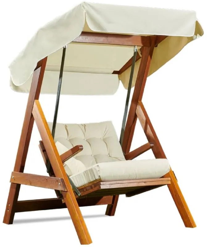 Casa Padrino columpio de Hollywood de lujo crema / marrón - Columpio de jardín moderno resistente a la intemperie con toldo para el sol - Muebles de Terraza - Muebles de Jardín - Colección de Lujo Jetzt Bestellen