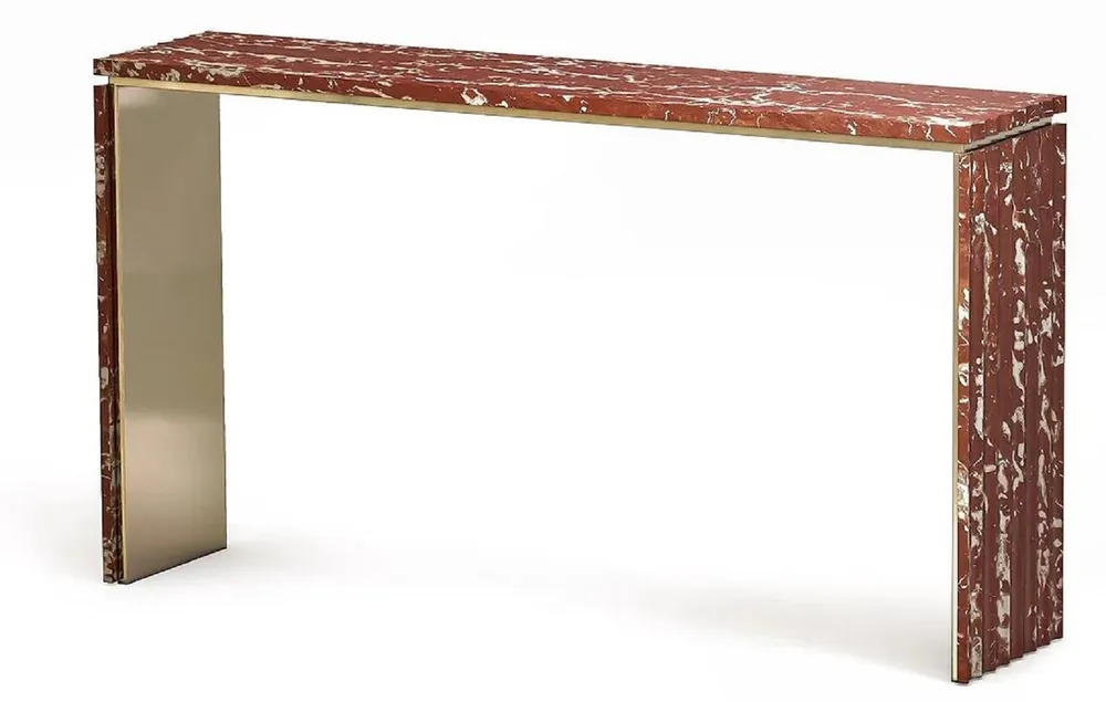Schnäppchen Casa Padrino Consola de Mármol de Lujo Rojo / Latón 180 x 40 x A. 90 cm - Consola Noble con Mármol Rosso Francia Cortado a Mano de Alta Calidad - Mobiliario de Hotel de Lujo