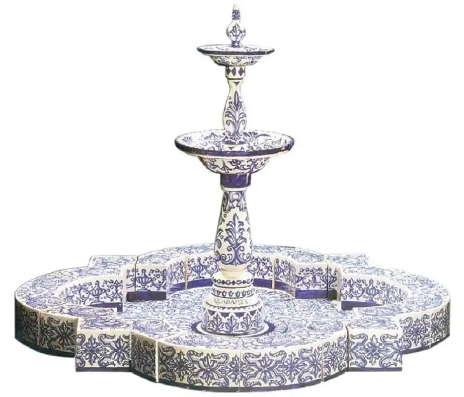 Casa Padrino fuente Art Nouveau de lujo blanco / azul 200 x 200 x A. 155 cm - Fuente de jardín de cerámica hecha a mano y pintada a mano - Accesorios de Decoración de Jardín Barroco y Art Nouveau Rabatt