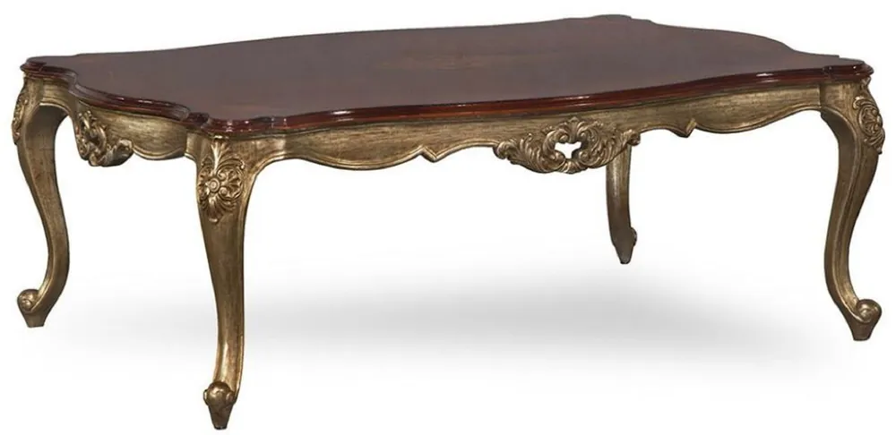 Casa Padrino mesa de centro barroco de lujo marrón oscuro / oro antiguo - Mesa de salón de madera maciza hecha a mano en estilo barroco - Muebles de salón barrocos Sonderangebot